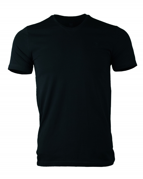 V Yaka Pamuk SlimFit T-Shirt Siyah