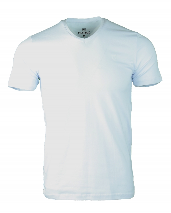 V Yaka Pamuk SlimFit T-Shirt Beyaz