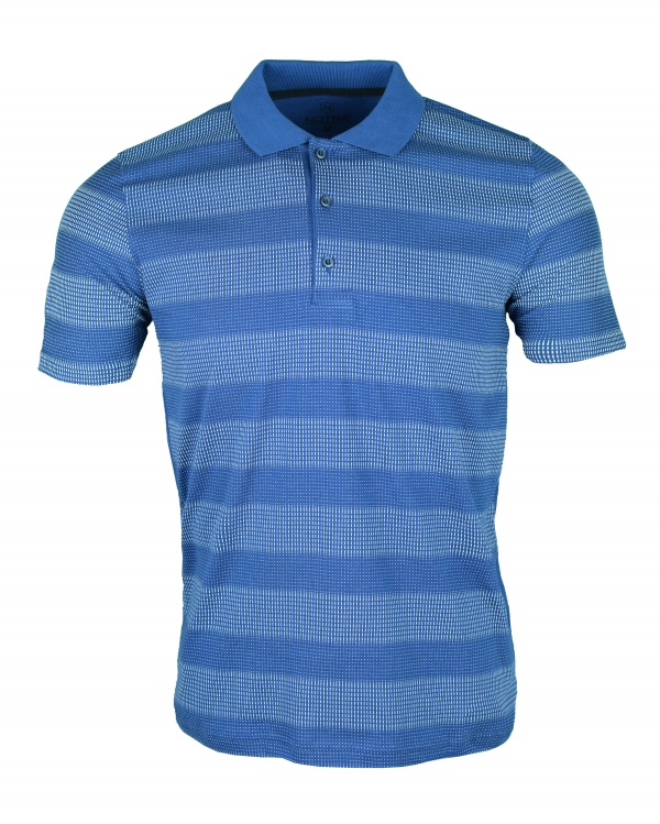 Baskılı Polo Yaka Pamuk SlimFit T-Shirt Mavi