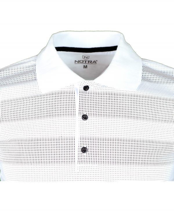 Baskılı Polo Yaka Pamuk SlimFit T-Shirt Beyaz